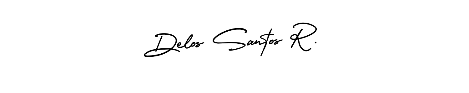 You should practise on your own different ways (AmerikaSignatureDemo-Regular) to write your name (Delos Santos R.) in signature. don't let someone else do it for you. Delos Santos R. signature style 3 images and pictures png