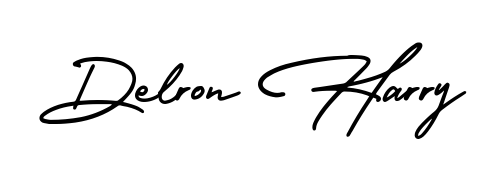 A sleek calligraphic signature for name Delron Harry utilizing AmerikaSignatureDemo-Regular styling. Great for adding personal signatures to photos and art. Delron Harry signature style 3 images and pictures png