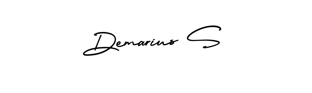 You should practise on your own different ways (AmerikaSignatureDemo-Regular) to write your name (Demarius S) in signature. don't let someone else do it for you. Demarius S signature style 3 images and pictures png