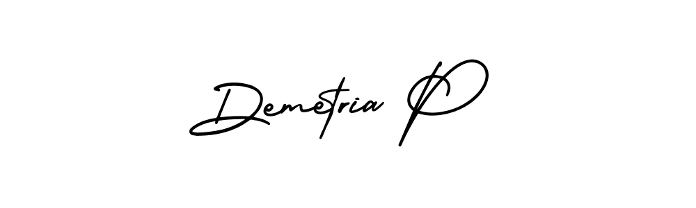 You should practise on your own different ways (AmerikaSignatureDemo-Regular) to write your name (Demetria P) in signature. don't let someone else do it for you. Demetria P signature style 3 images and pictures png