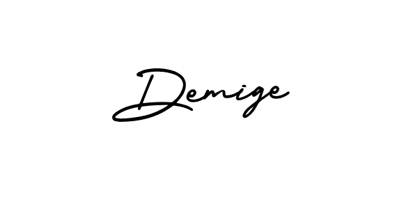 How to make Demige name signature. Use AmerikaSignatureDemo-Regular style for creating short signs online. This is the latest handwritten sign. Demige signature style 3 images and pictures png