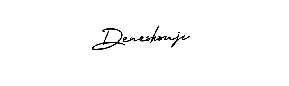 The best way (AmerikaSignatureDemo-Regular) to make a short signature is to pick only two or three words in your name. The name Deneshsuji include a total of six letters. For converting this name. Deneshsuji signature style 3 images and pictures png