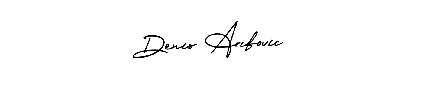 You should practise on your own different ways (AmerikaSignatureDemo-Regular) to write your name (Denis Arifovic) in signature. don't let someone else do it for you. Denis Arifovic signature style 3 images and pictures png