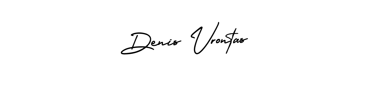 The best way (AmerikaSignatureDemo-Regular) to make a short signature is to pick only two or three words in your name. The name Denis Vrontas include a total of six letters. For converting this name. Denis Vrontas signature style 3 images and pictures png
