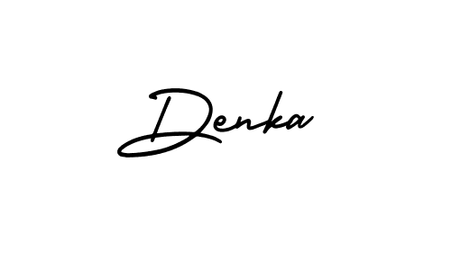 Use a signature maker to create a handwritten signature online. With this signature software, you can design (AmerikaSignatureDemo-Regular) your own signature for name Denka. Denka signature style 3 images and pictures png