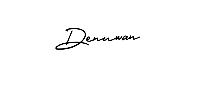 How to make Denuwan name signature. Use AmerikaSignatureDemo-Regular style for creating short signs online. This is the latest handwritten sign. Denuwan signature style 3 images and pictures png