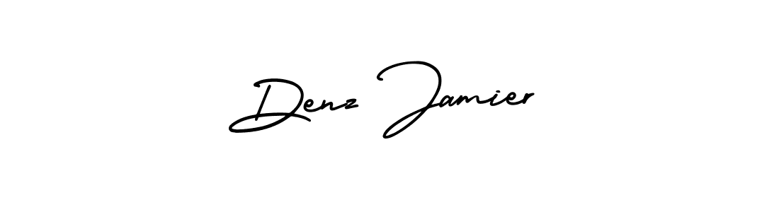 You should practise on your own different ways (AmerikaSignatureDemo-Regular) to write your name (Denz Jamier) in signature. don't let someone else do it for you. Denz Jamier signature style 3 images and pictures png