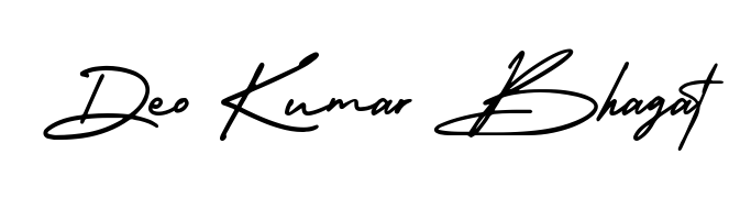 A modern signature idea for name Deo Kumar Bhagat using AmerikaSignatureDemo-Regular font. Clean strokes and elegant curves make it stand out instantly. Deo Kumar Bhagat signature style 3 images and pictures png
