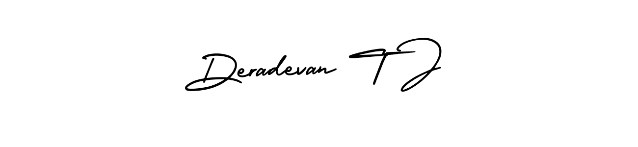 Deradevan T J stylish signature style. Best Handwritten Sign (AmerikaSignatureDemo-Regular) for my name. Handwritten Signature Collection Ideas for my name Deradevan T J. Deradevan T J signature style 3 images and pictures png