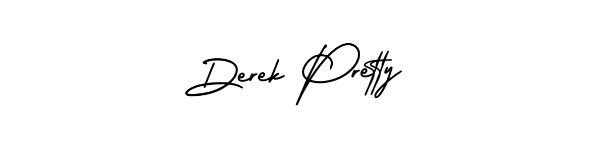 You should practise on your own different ways (AmerikaSignatureDemo-Regular) to write your name (Derek Pretty) in signature. don't let someone else do it for you. Derek Pretty signature style 3 images and pictures png