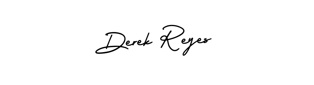 You should practise on your own different ways (AmerikaSignatureDemo-Regular) to write your name (Derek Reyes) in signature. don't let someone else do it for you. Derek Reyes signature style 3 images and pictures png