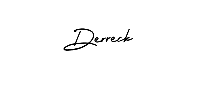 How to make Derreck name signature. Use AmerikaSignatureDemo-Regular style for creating short signs online. This is the latest handwritten sign. Derreck signature style 3 images and pictures png