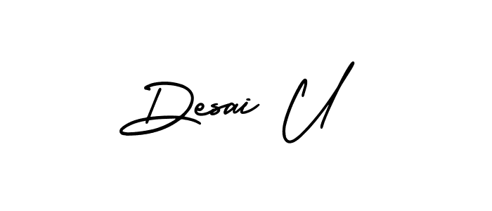 It looks lik you need a new signature style for name Desai U. Design unique handwritten (AmerikaSignatureDemo-Regular) signature with our free signature maker in just a few clicks. Desai U signature style 3 images and pictures png