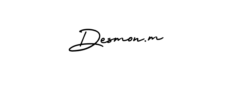 It looks lik you need a new signature style for name Desmon.m. Design unique handwritten (AmerikaSignatureDemo-Regular) signature with our free signature maker in just a few clicks. Desmon.m signature style 3 images and pictures png