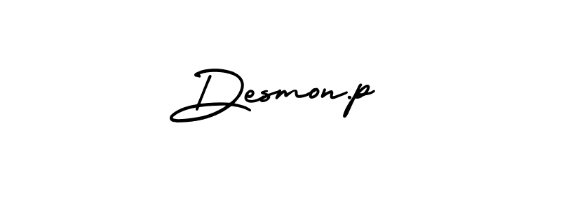 How to make Desmon.p name signature. Use AmerikaSignatureDemo-Regular style for creating short signs online. This is the latest handwritten sign. Desmon.p signature style 3 images and pictures png