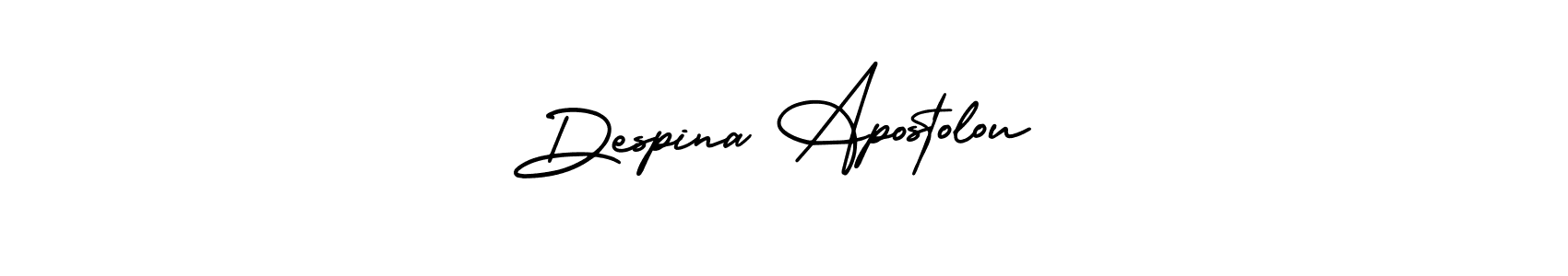 You should practise on your own different ways (AmerikaSignatureDemo-Regular) to write your name (Despina Apostolou) in signature. don't let someone else do it for you. Despina Apostolou signature style 3 images and pictures png