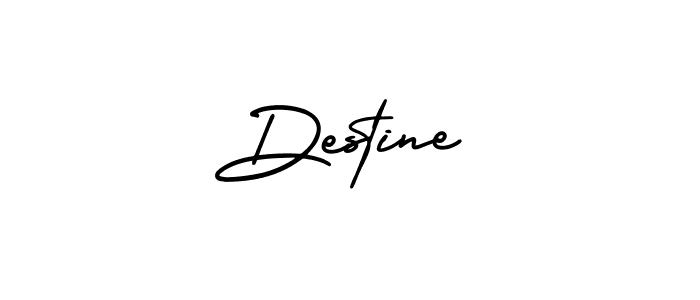 You should practise on your own different ways (AmerikaSignatureDemo-Regular) to write your name (Destine) in signature. don't let someone else do it for you. Destine signature style 3 images and pictures png
