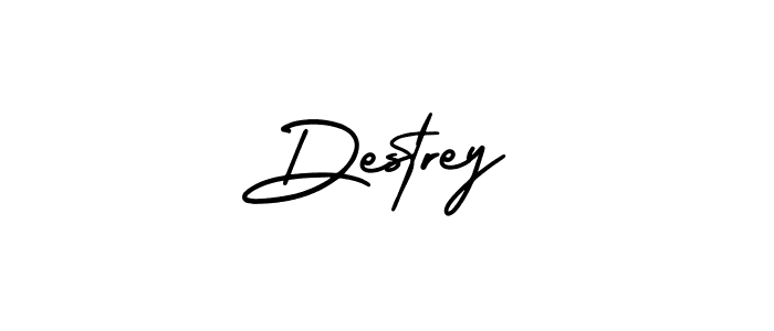 The best way (AmerikaSignatureDemo-Regular) to make a short signature is to pick only two or three words in your name. The name Destrey include a total of six letters. For converting this name. Destrey signature style 3 images and pictures png