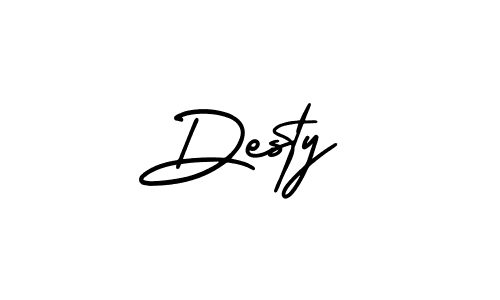 Make a beautiful signature design for name Desty. With this signature (AmerikaSignatureDemo-Regular) style, you can create a handwritten signature for free. Desty signature style 3 images and pictures png