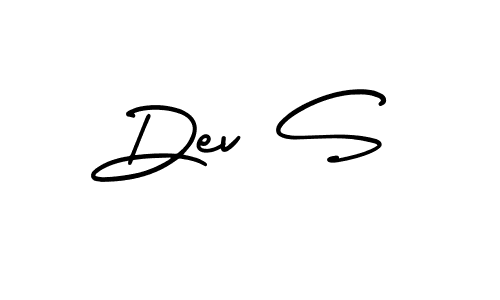 The best way (AmerikaSignatureDemo-Regular) to make a short signature is to pick only two or three words in your name. The name Dev S include a total of six letters. For converting this name. Dev S signature style 3 images and pictures png