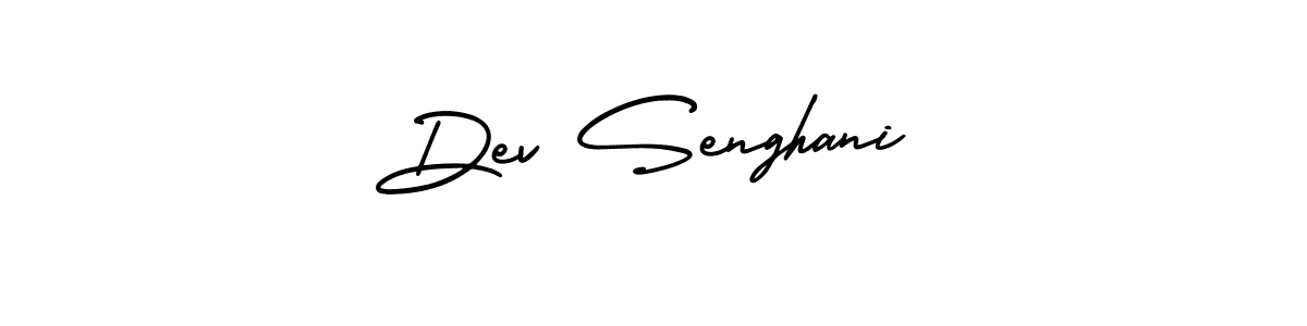 The best way (AmerikaSignatureDemo-Regular) to make a short signature is to pick only two or three words in your name. The name Dev Senghani include a total of six letters. For converting this name. Dev Senghani signature style 3 images and pictures png