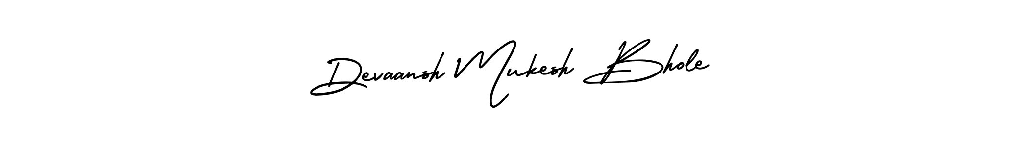 You should practise on your own different ways (AmerikaSignatureDemo-Regular) to write your name (Devaansh Mukesh Bhole) in signature. don't let someone else do it for you. Devaansh Mukesh Bhole signature style 3 images and pictures png