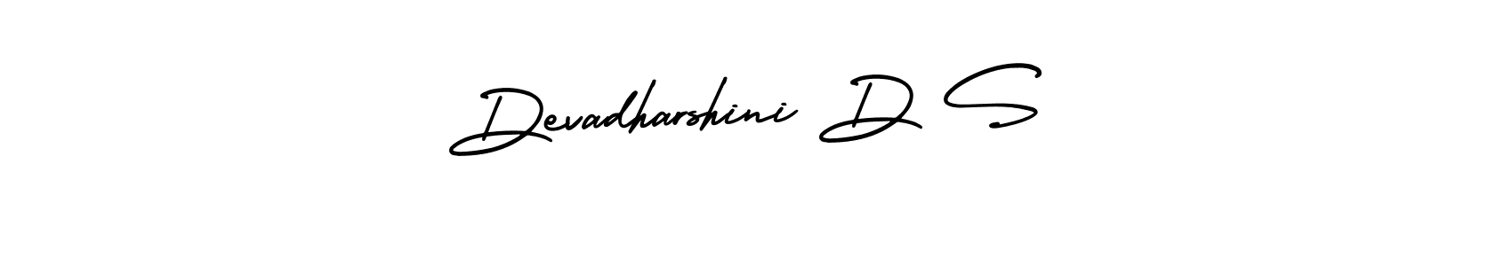 How to make Devadharshini D S name signature. Use AmerikaSignatureDemo-Regular style for creating short signs online. This is the latest handwritten sign. Devadharshini D S signature style 3 images and pictures png