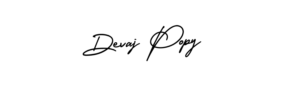 You should practise on your own different ways (AmerikaSignatureDemo-Regular) to write your name (Devaj Popy) in signature. don't let someone else do it for you. Devaj Popy signature style 3 images and pictures png