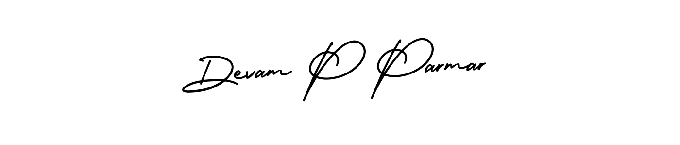 Use a signature maker to create a handwritten signature online. With this signature software, you can design (AmerikaSignatureDemo-Regular) your own signature for name Devam P Parmar. Devam P Parmar signature style 3 images and pictures png