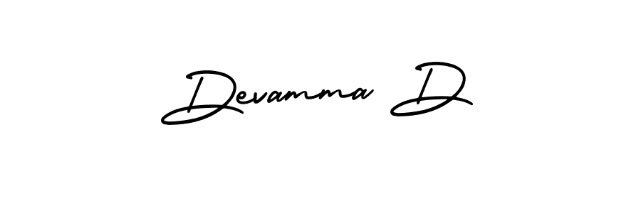 How to make Devamma D name signature. Use AmerikaSignatureDemo-Regular style for creating short signs online. This is the latest handwritten sign. Devamma D signature style 3 images and pictures png