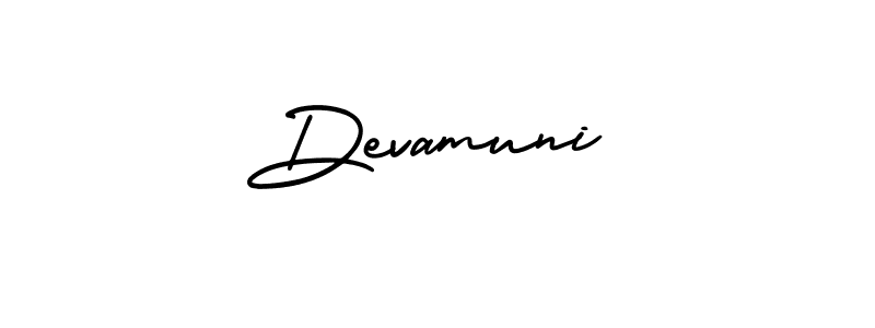 Devamuni stylish signature style. Best Handwritten Sign (AmerikaSignatureDemo-Regular) for my name. Handwritten Signature Collection Ideas for my name Devamuni. Devamuni signature style 3 images and pictures png
