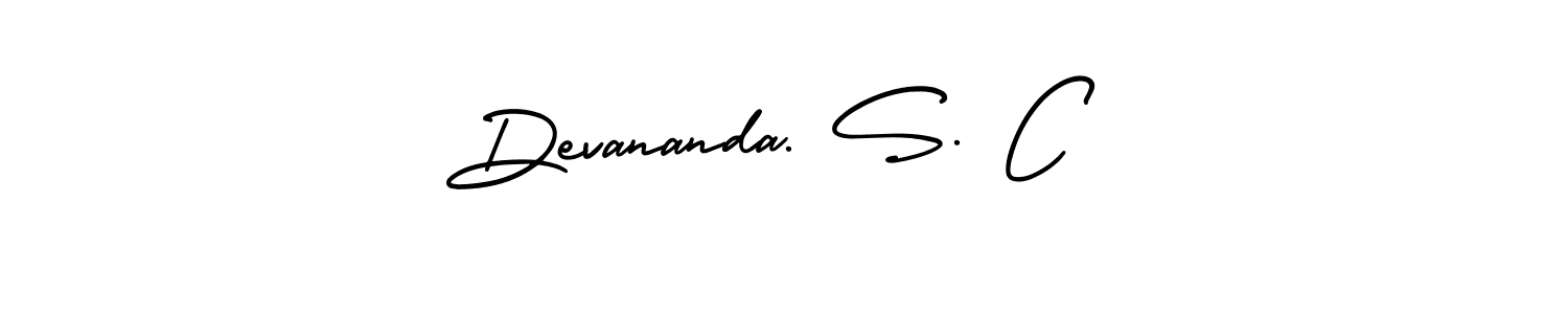 You should practise on your own different ways (AmerikaSignatureDemo-Regular) to write your name (Devananda. S. C) in signature. don't let someone else do it for you. Devananda. S. C signature style 3 images and pictures png