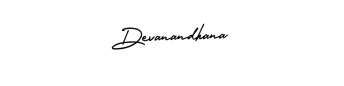 How to make Devanandhana name signature. Use AmerikaSignatureDemo-Regular style for creating short signs online. This is the latest handwritten sign. Devanandhana signature style 3 images and pictures png