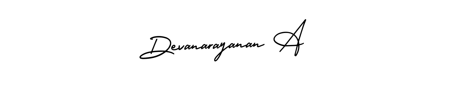 This is the best signature style for the Devanarayanan A name. Also you like these signature font (AmerikaSignatureDemo-Regular). Mix name signature. Devanarayanan A signature style 3 images and pictures png
