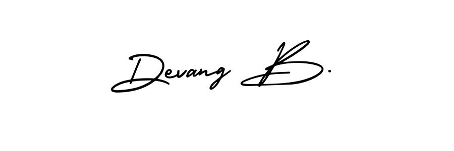 You should practise on your own different ways (AmerikaSignatureDemo-Regular) to write your name (Devang B.) in signature. don't let someone else do it for you. Devang B. signature style 3 images and pictures png