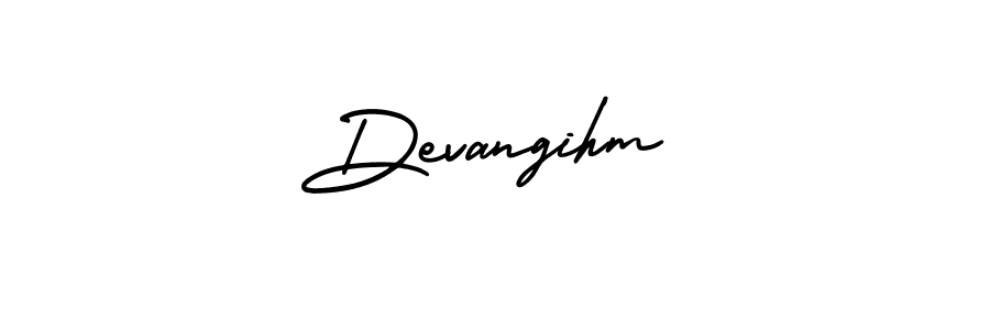 You should practise on your own different ways (AmerikaSignatureDemo-Regular) to write your name (Devangihm) in signature. don't let someone else do it for you. Devangihm signature style 3 images and pictures png