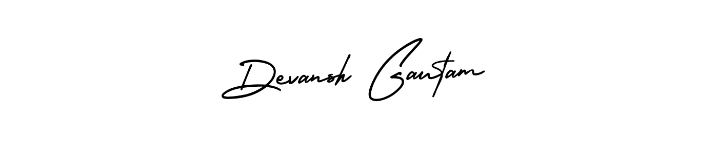 The best way (AmerikaSignatureDemo-Regular) to make a short signature is to pick only two or three words in your name. The name Devansh Gautam include a total of six letters. For converting this name. Devansh Gautam signature style 3 images and pictures png