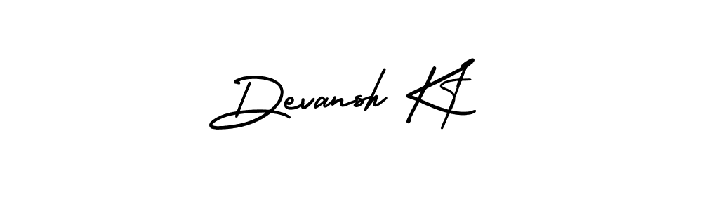 Use a signature maker to create a handwritten signature online. With this signature software, you can design (AmerikaSignatureDemo-Regular) your own signature for name Devansh Kt. Devansh Kt signature style 3 images and pictures png