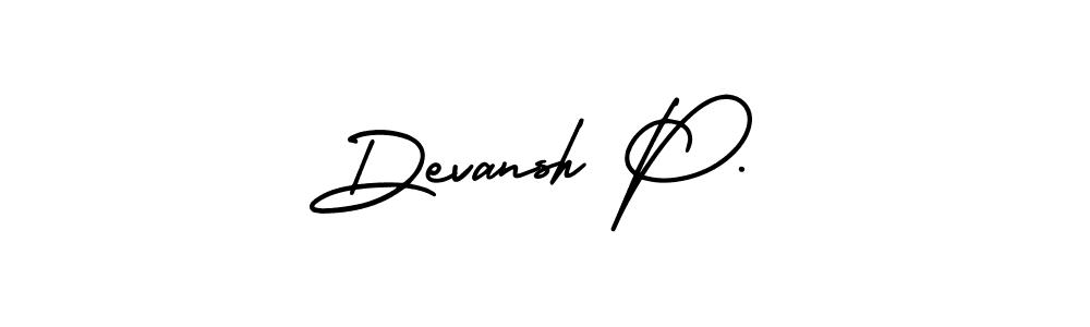 if you are searching for the best signature style for your name Devansh P.. so please give up your signature search. here we have designed multiple signature styles  using AmerikaSignatureDemo-Regular. Devansh P. signature style 3 images and pictures png