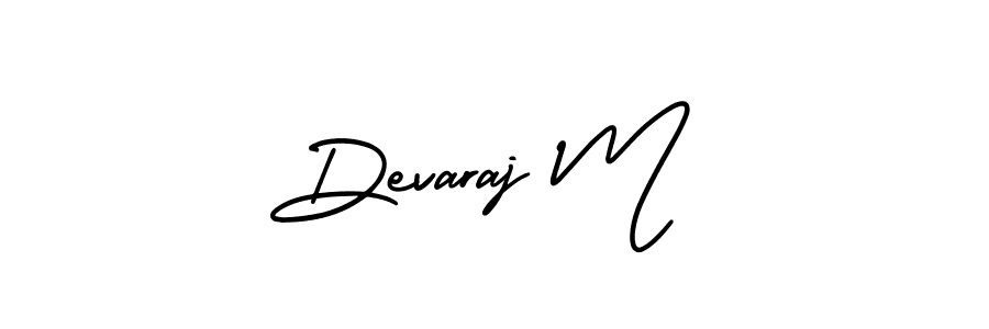 You should practise on your own different ways (AmerikaSignatureDemo-Regular) to write your name (Devaraj M) in signature. don't let someone else do it for you. Devaraj M signature style 3 images and pictures png