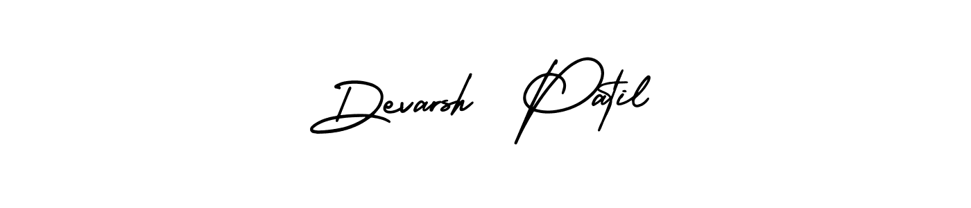 The best way (AmerikaSignatureDemo-Regular) to make a short signature is to pick only two or three words in your name. The name Devarsh  Patil include a total of six letters. For converting this name. Devarsh  Patil signature style 3 images and pictures png