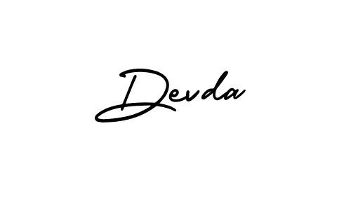 Use a signature maker to create a handwritten signature online. With this signature software, you can design (AmerikaSignatureDemo-Regular) your own signature for name Devda. Devda signature style 3 images and pictures png
