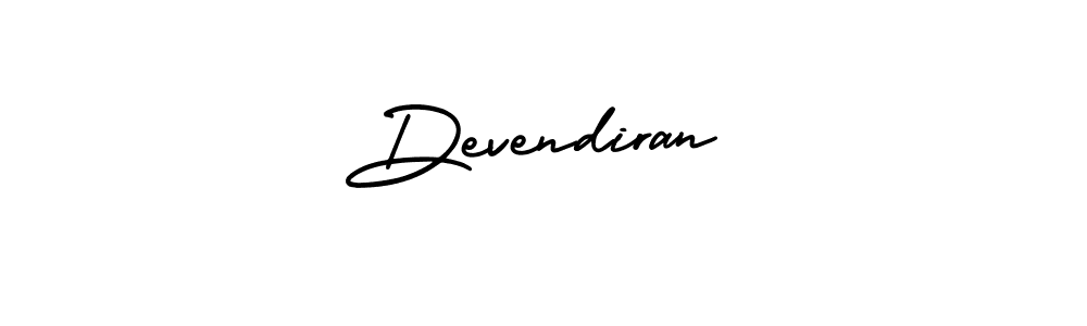 The best way (AmerikaSignatureDemo-Regular) to make a short signature is to pick only two or three words in your name. The name Devendiran include a total of six letters. For converting this name. Devendiran signature style 3 images and pictures png