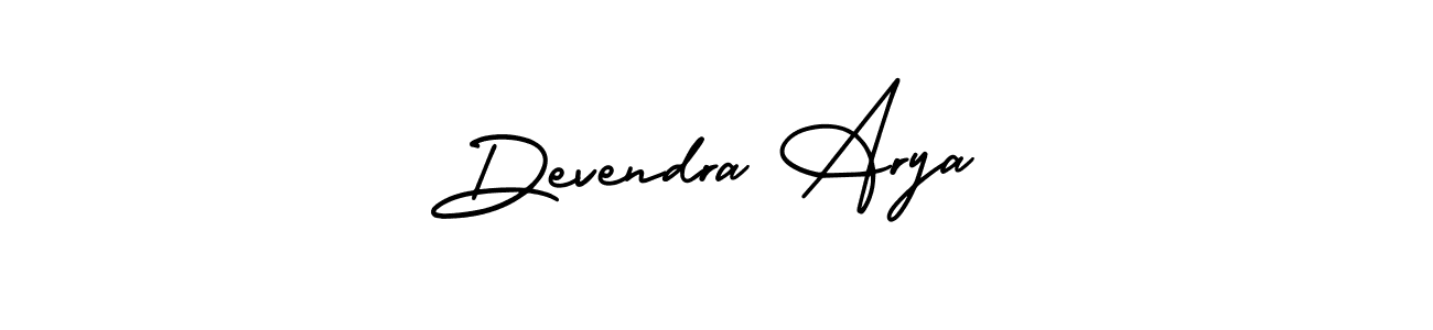The best way (AmerikaSignatureDemo-Regular) to make a short signature is to pick only two or three words in your name. The name Devendra Arya include a total of six letters. For converting this name. Devendra Arya signature style 3 images and pictures png