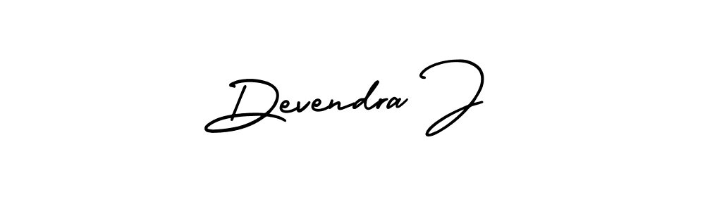 The best way (AmerikaSignatureDemo-Regular) to make a short signature is to pick only two or three words in your name. The name Devendra J include a total of six letters. For converting this name. Devendra J signature style 3 images and pictures png