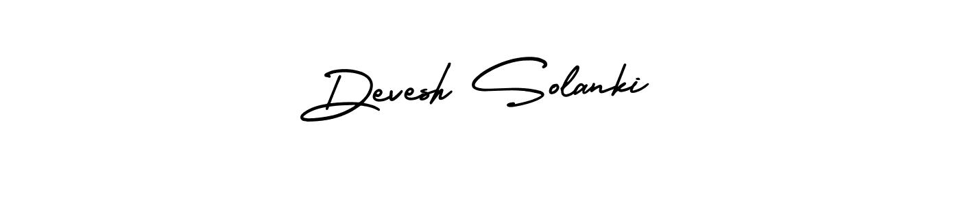 You should practise on your own different ways (AmerikaSignatureDemo-Regular) to write your name (Devesh Solanki) in signature. don't let someone else do it for you. Devesh Solanki signature style 3 images and pictures png