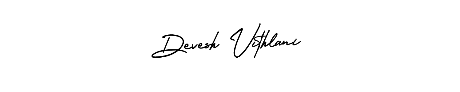 The best way (AmerikaSignatureDemo-Regular) to make a short signature is to pick only two or three words in your name. The name Devesh Vithlani include a total of six letters. For converting this name. Devesh Vithlani signature style 3 images and pictures png