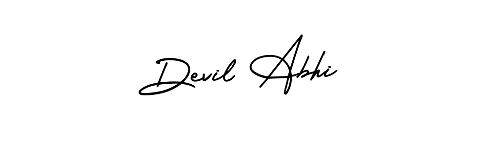 How to make Devil Abhi name signature. Use AmerikaSignatureDemo-Regular style for creating short signs online. This is the latest handwritten sign. Devil Abhi signature style 3 images and pictures png