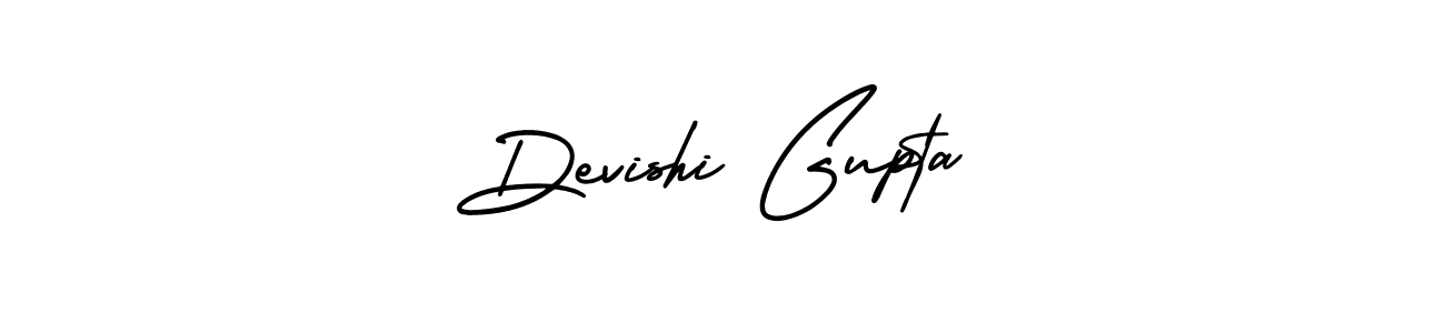 The best way (AmerikaSignatureDemo-Regular) to make a short signature is to pick only two or three words in your name. The name Devishi Gupta include a total of six letters. For converting this name. Devishi Gupta signature style 3 images and pictures png