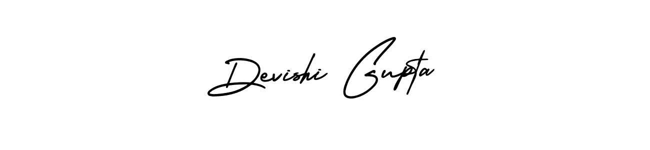 The best way (AmerikaSignatureDemo-Regular) to make a short signature is to pick only two or three words in your name. The name Devishi Gupta include a total of six letters. For converting this name. Devishi Gupta signature style 3 images and pictures png